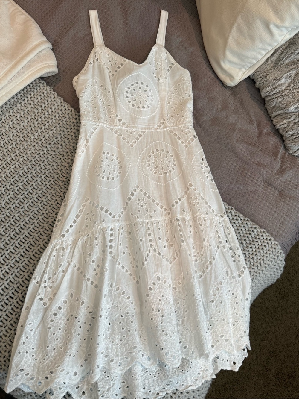 White Eyelet Midi Sundress - Women's Lightweight Dress